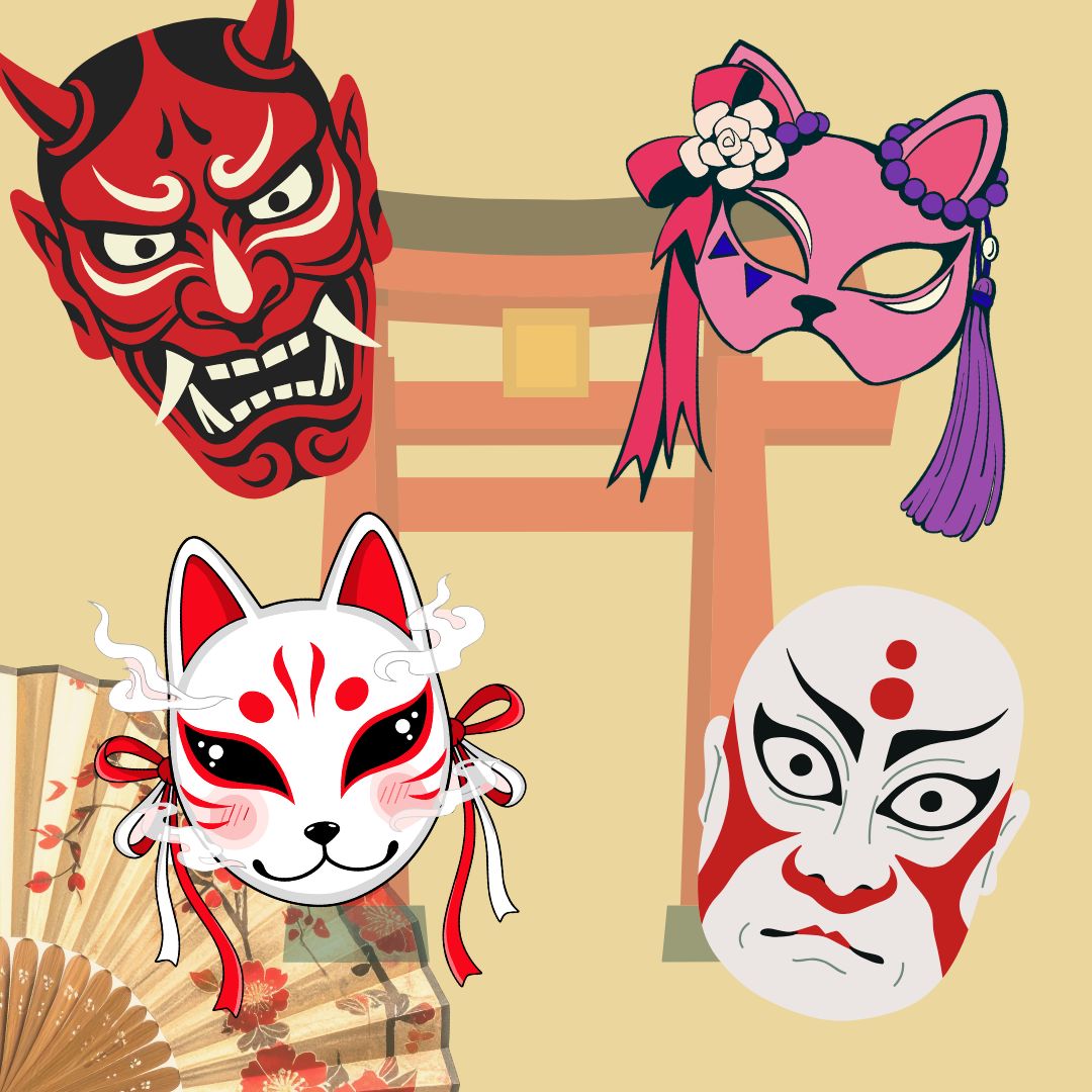 Différents masques Yokai